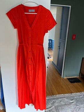 Liz Alig Red Linen Midi June Dress